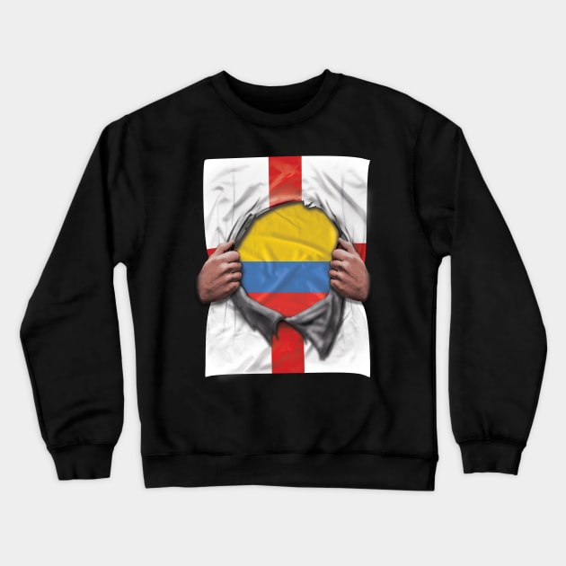 Colombia Flag English Flag Ripped - Gift for Colombian From Colombia Crewneck Sweatshirt by Country Flags